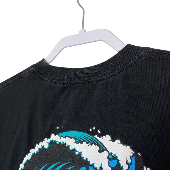 Santa Cruz Mens Black T-Shirt Skateboard Surf Wave Graphic Tee Short Sleeve - Picture 6 of 10